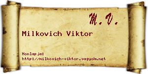 Milkovich Viktor névjegykártya